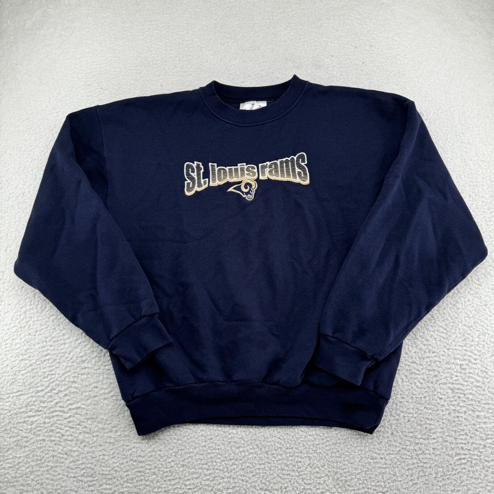 Vintage Logo Athletic St. Louis Rams Sweatshirt Mens Medium Navy Blue Crewneck